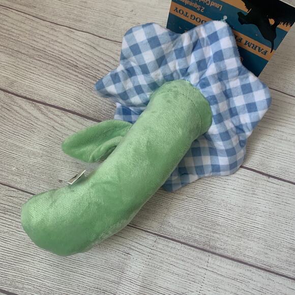 Dr. Pol Farm Flower Dog Toy Blue Gingham Plaid 2 Squeakers Crinkle 12 1/2"L - Picture 10 of 12